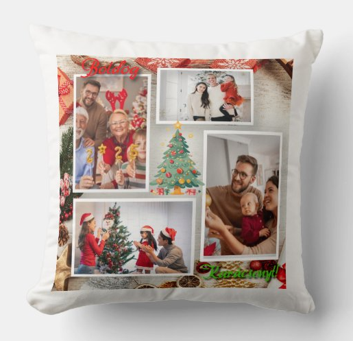 Egyedi fényképes párna - Karácsony - Kollázs