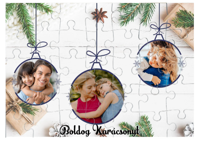 Egyedi fényképes puzzle 35dbos - Karácsony -  Gömbök
